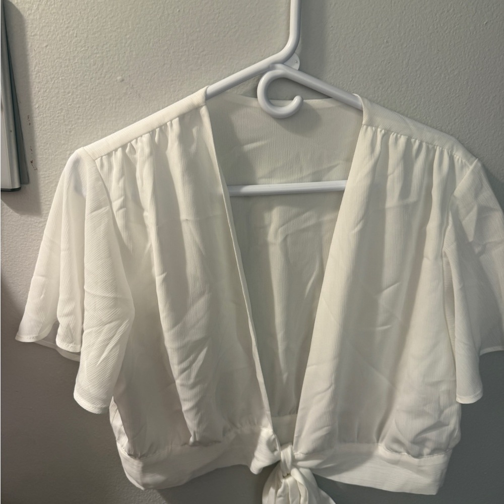 Amazon White Tie-Front Blouse